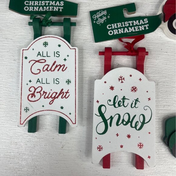 Holiday Style 7 Assorted Christmas Ornaments Santa Truck Snowflake New - Picture 4 of 10